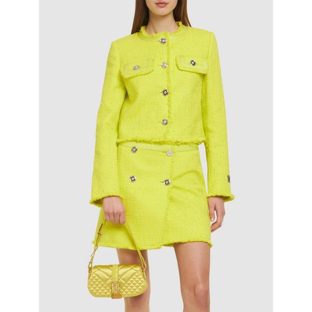 BNWT Versace Mini Greca Goddess Quilted Satin Top Handle Bag, Yellow $1,725 - Picture 2 of 6